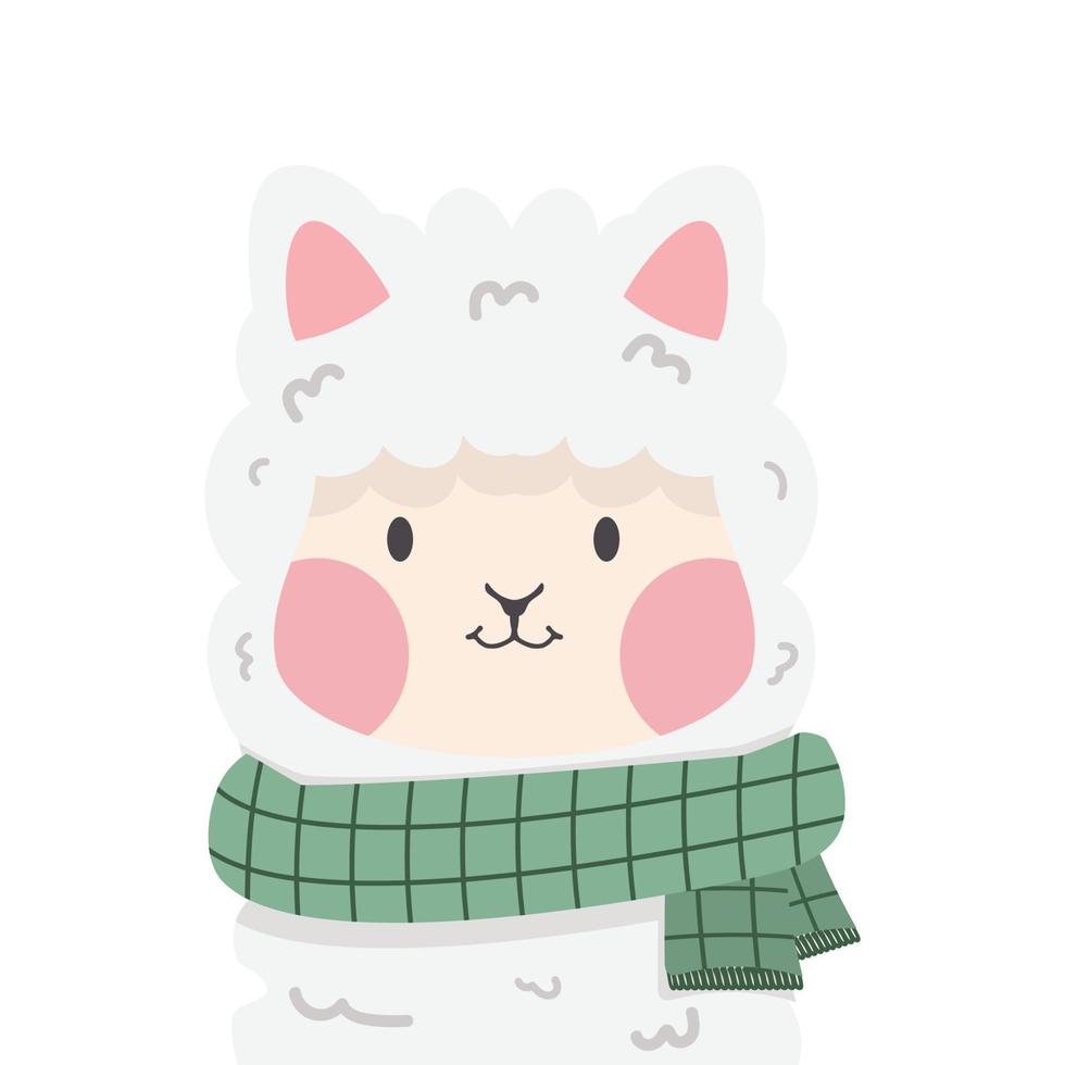 Cute lama alpaca head cartoon vector