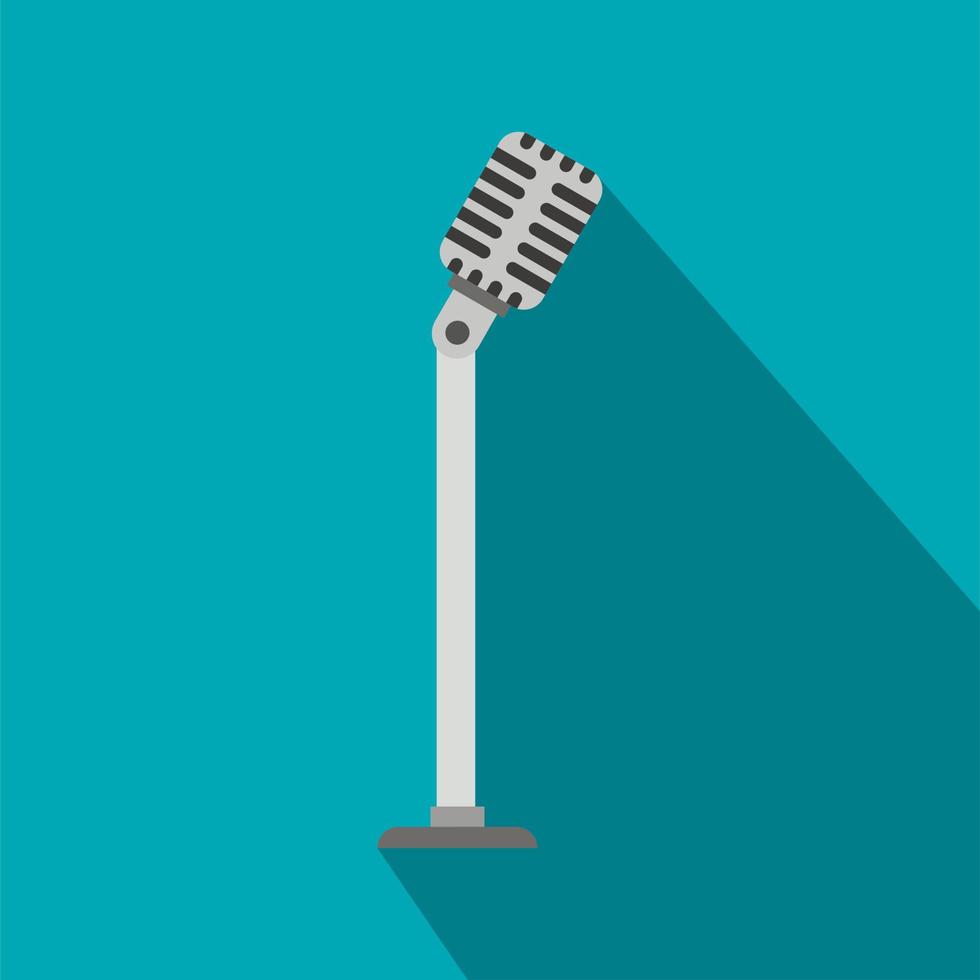 Microphone on stand icon, flat style vector