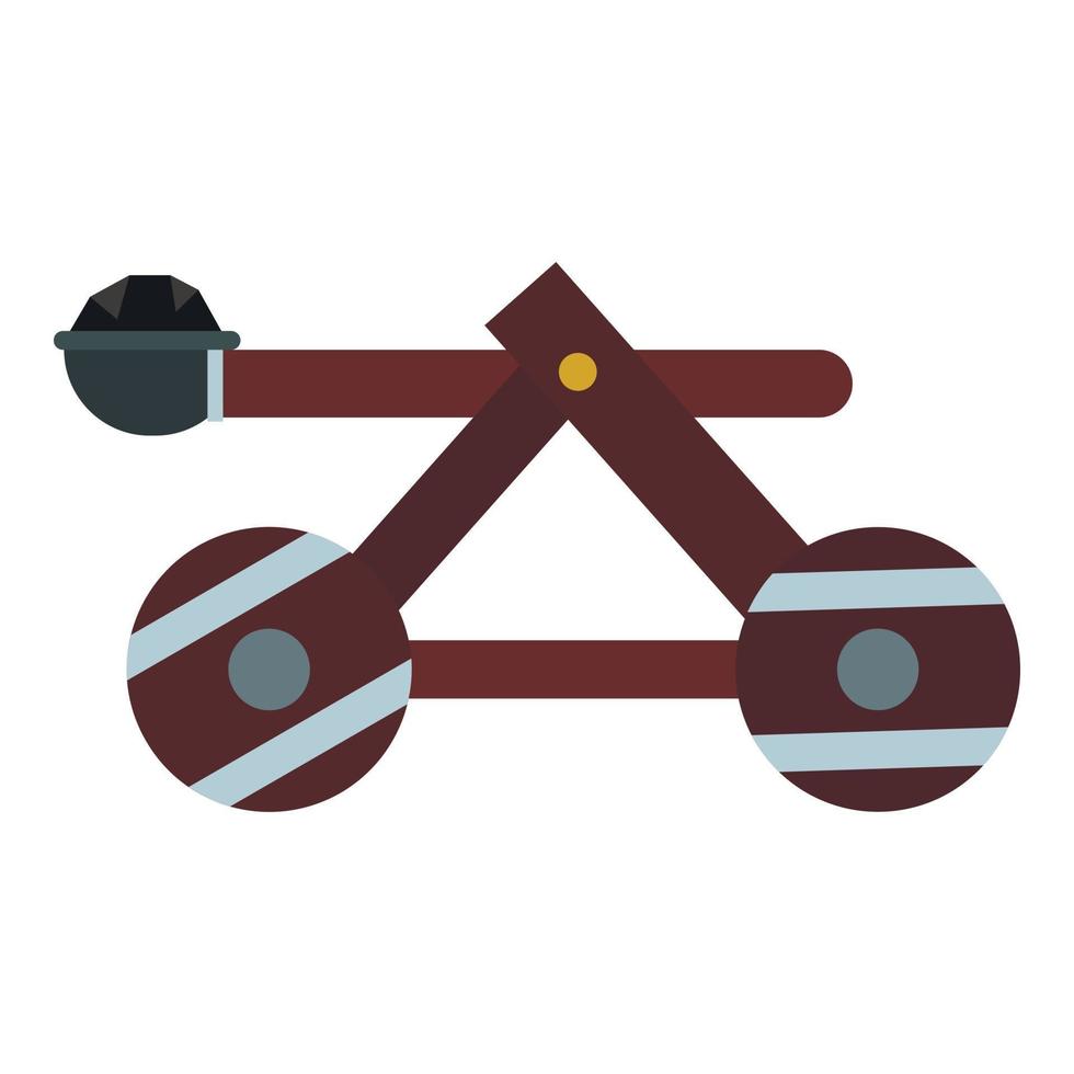 Medieval siege catapult icon, flat style vector