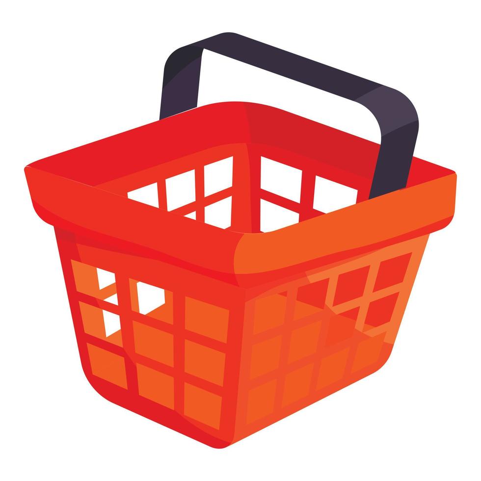Shopping basket icon, cartoon style vector