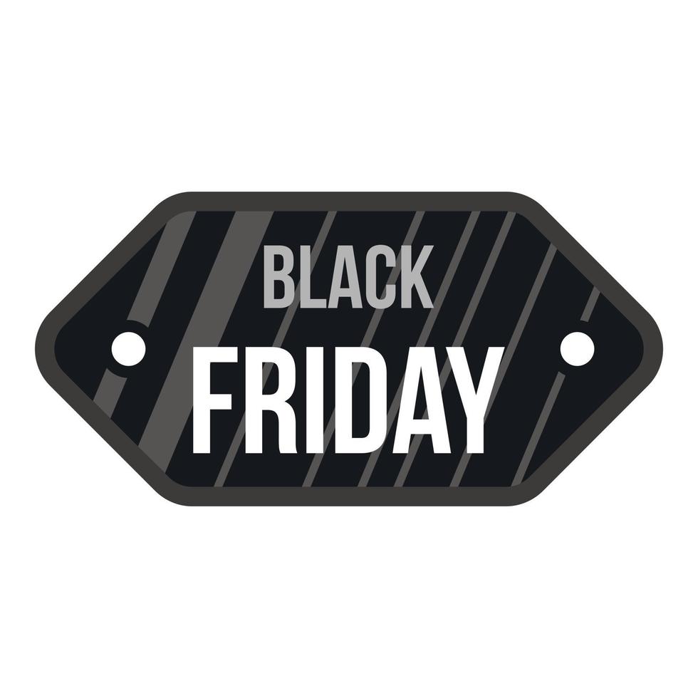 icono de etiqueta de venta de viernes negro, estilo plano vector