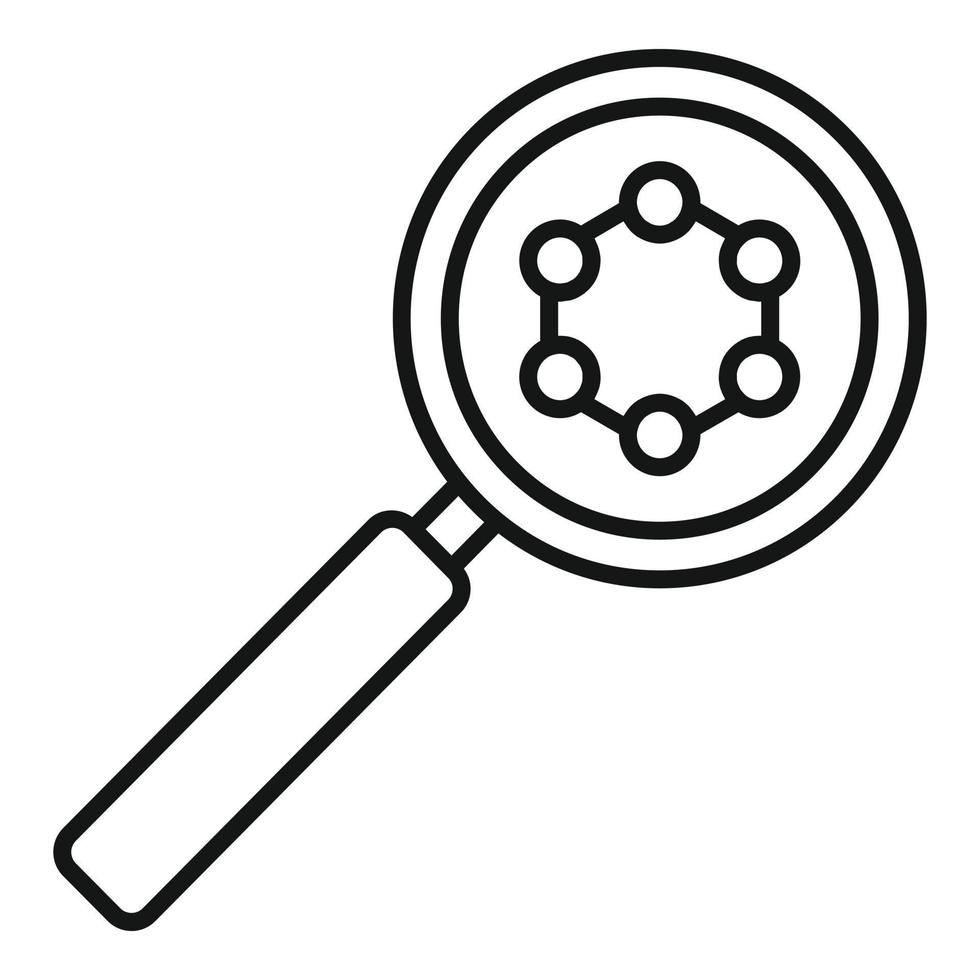 Nanotechnology magnifier icon, outline style vector