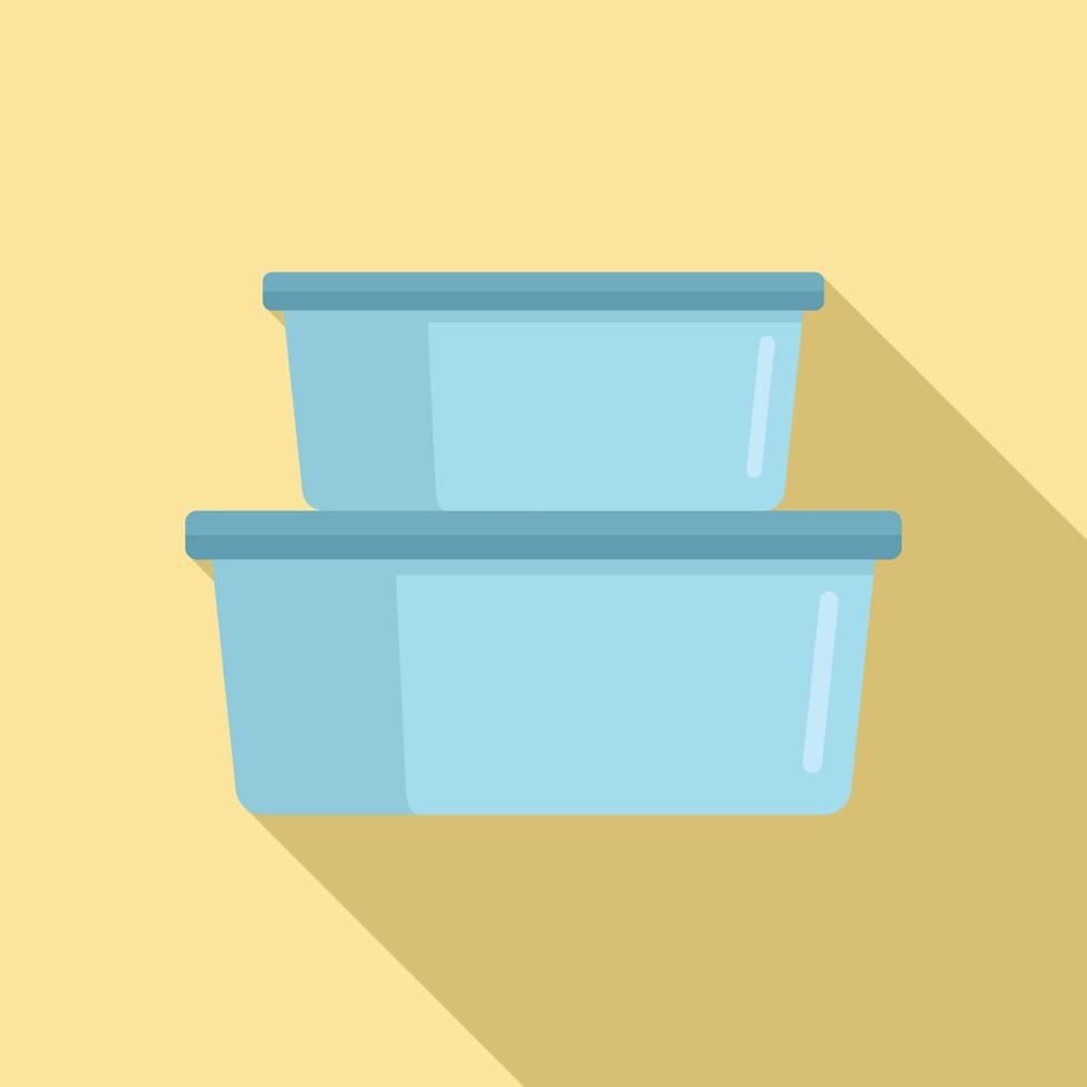 Plastic box stack icon, flat style vector