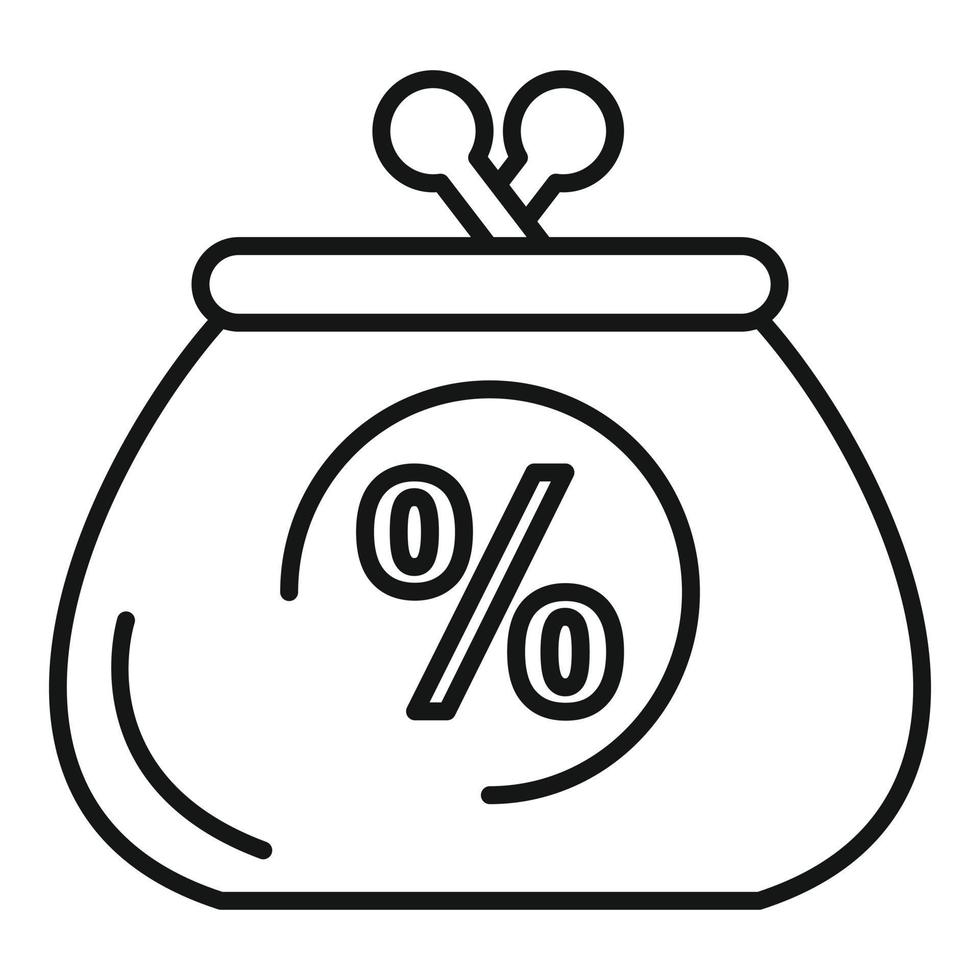 Percent credit wallet icon, outline style vector
