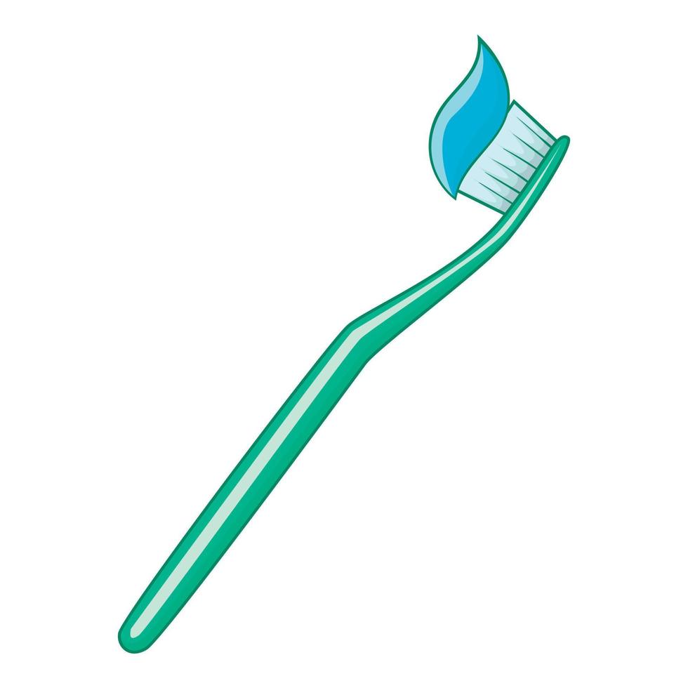 Toothbrush and toothpaste icon, cartoon style vector