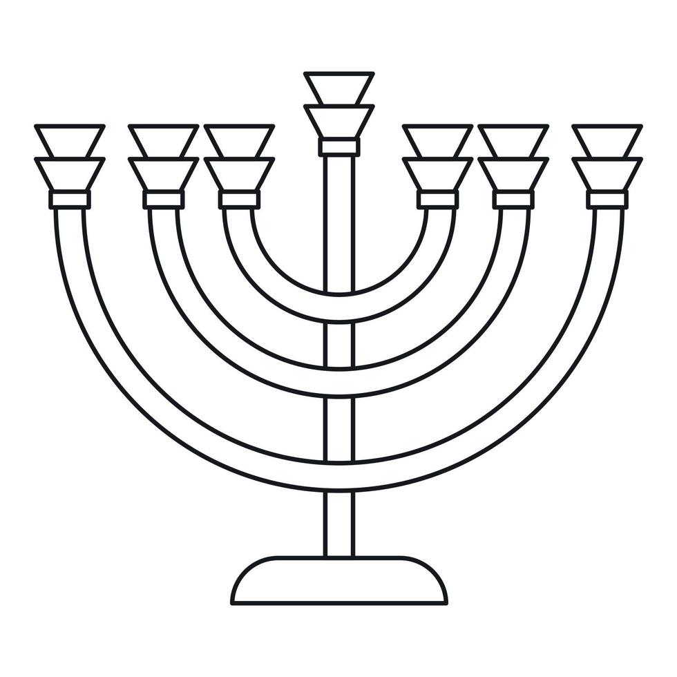icono de menorah en estilo de esquema vector