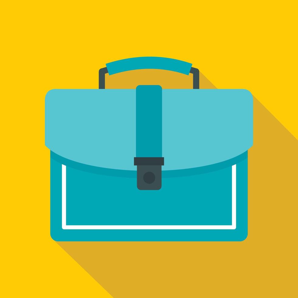 Blue business briefcase icon, flat style vector