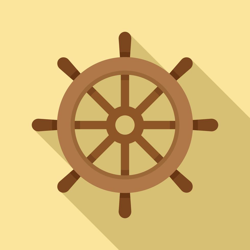 icono de rueda de barco de navegación, estilo plano vector