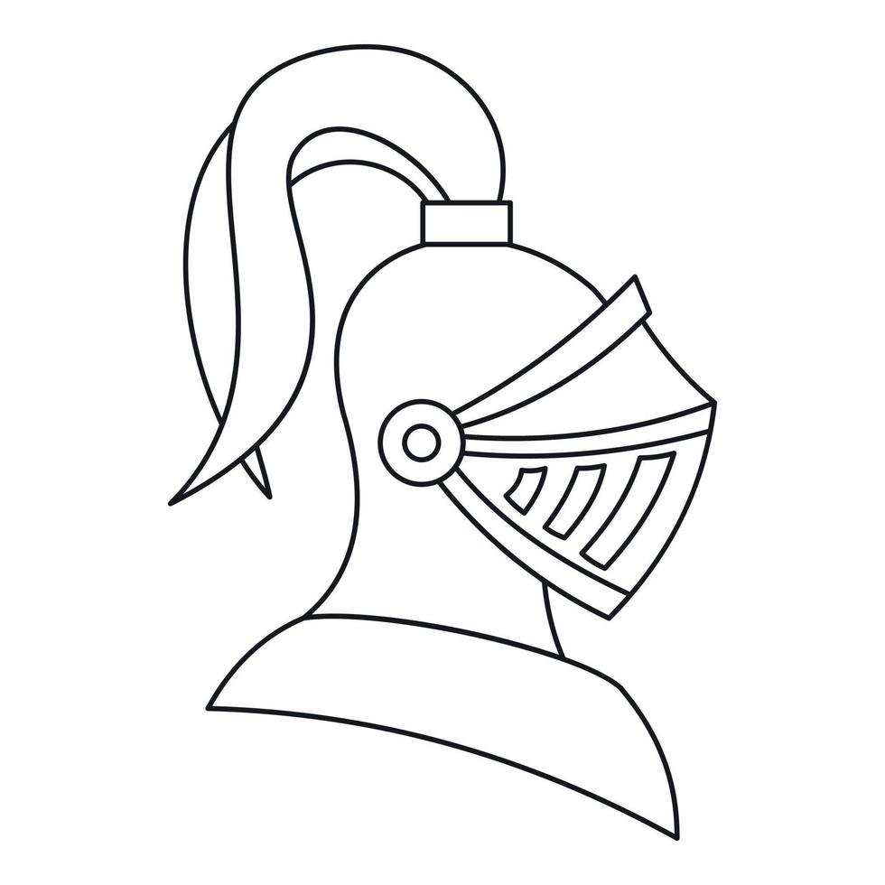 Medieval knight helmet icon, outline style vector