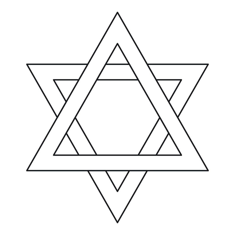Star of David icon, outline style vector