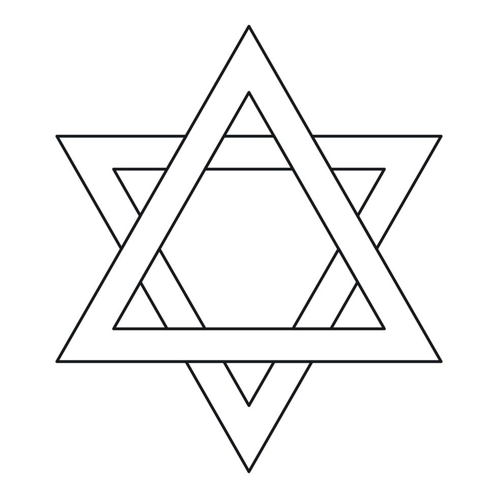 Star of David icon, outline style vector