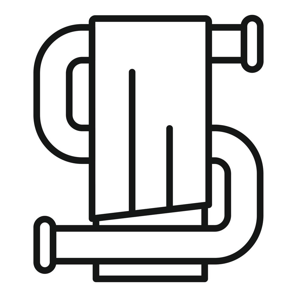 Heated towel rail icon, outline style vector