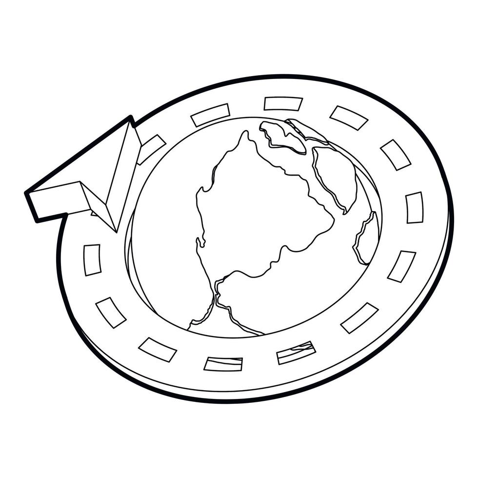 Road around earth globe icon, outline style vector