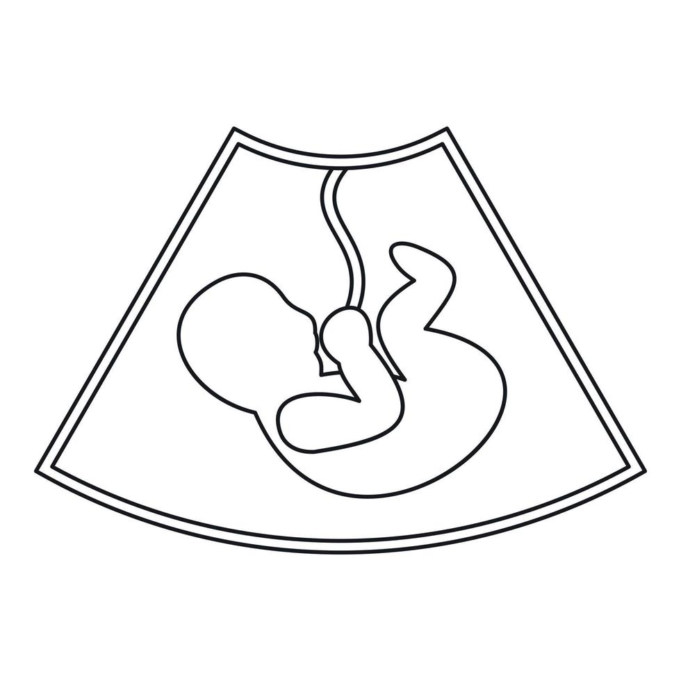 Baby inside a mothers womb icon, outline style vector