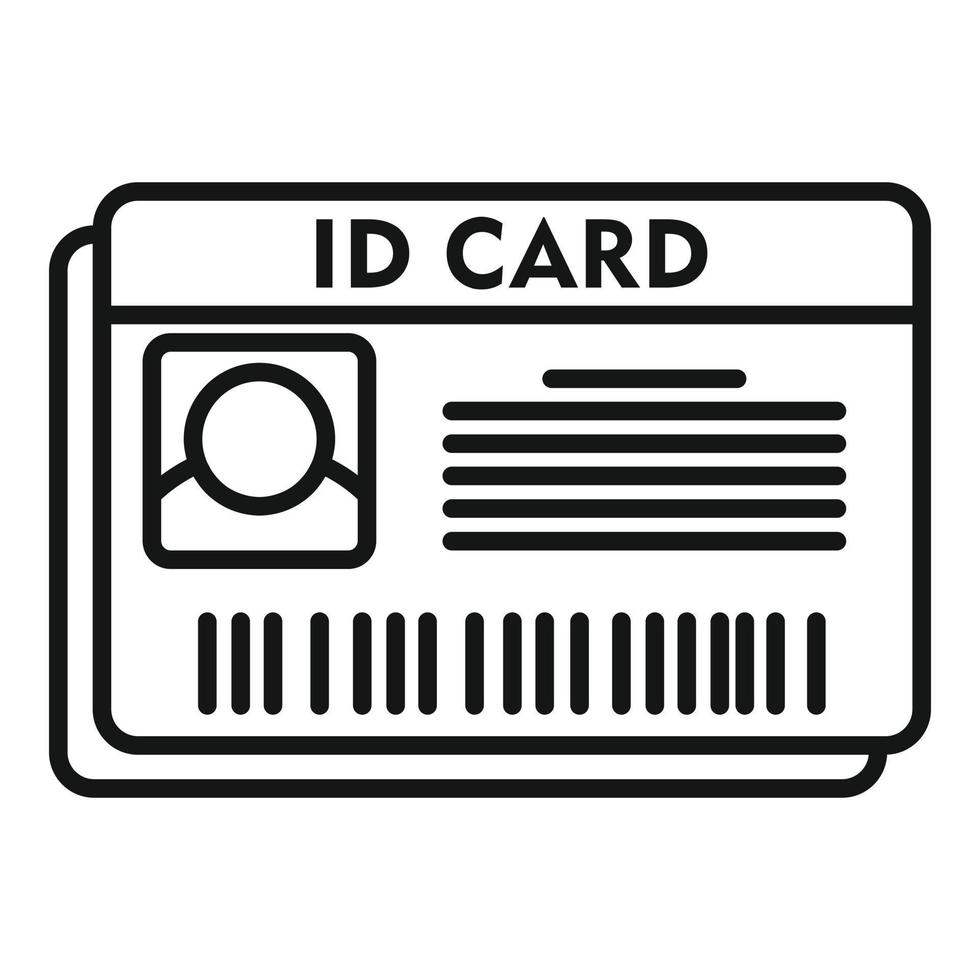 icono de tarjeta de identificación, estilo de contorno vector