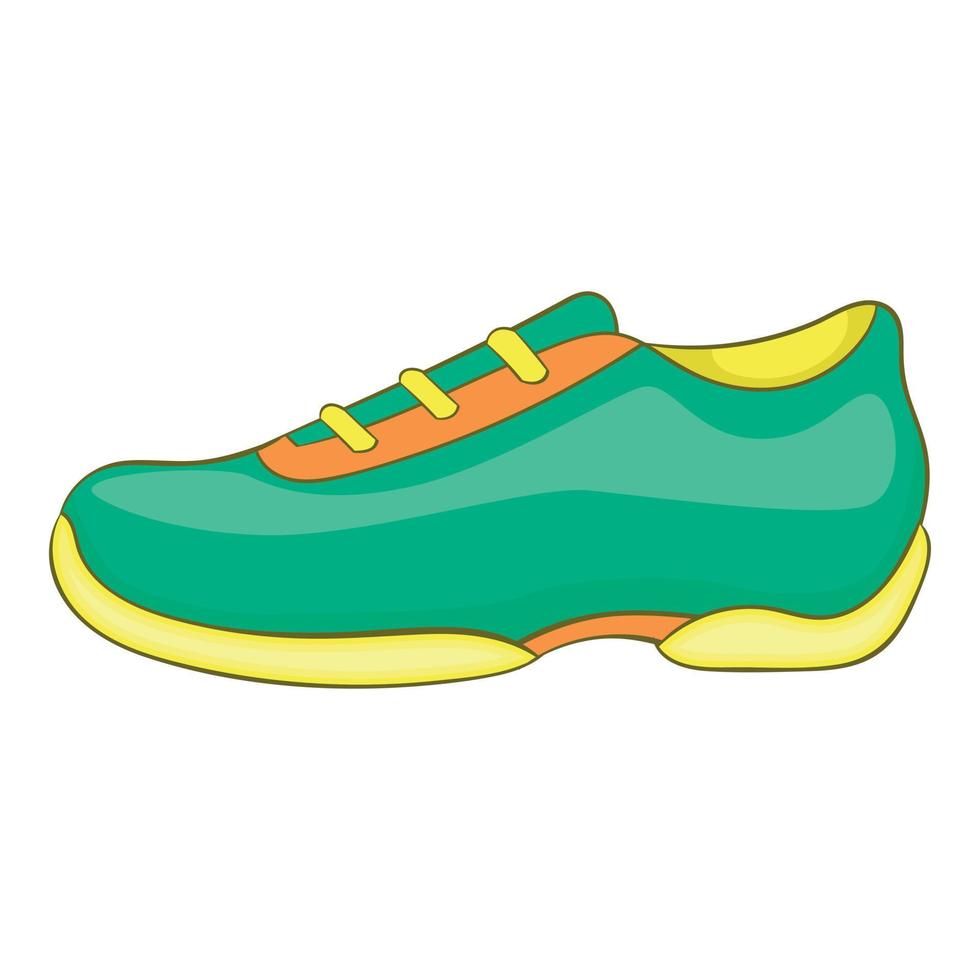 icono de zapatillas verdes, estilo de dibujos animados vector