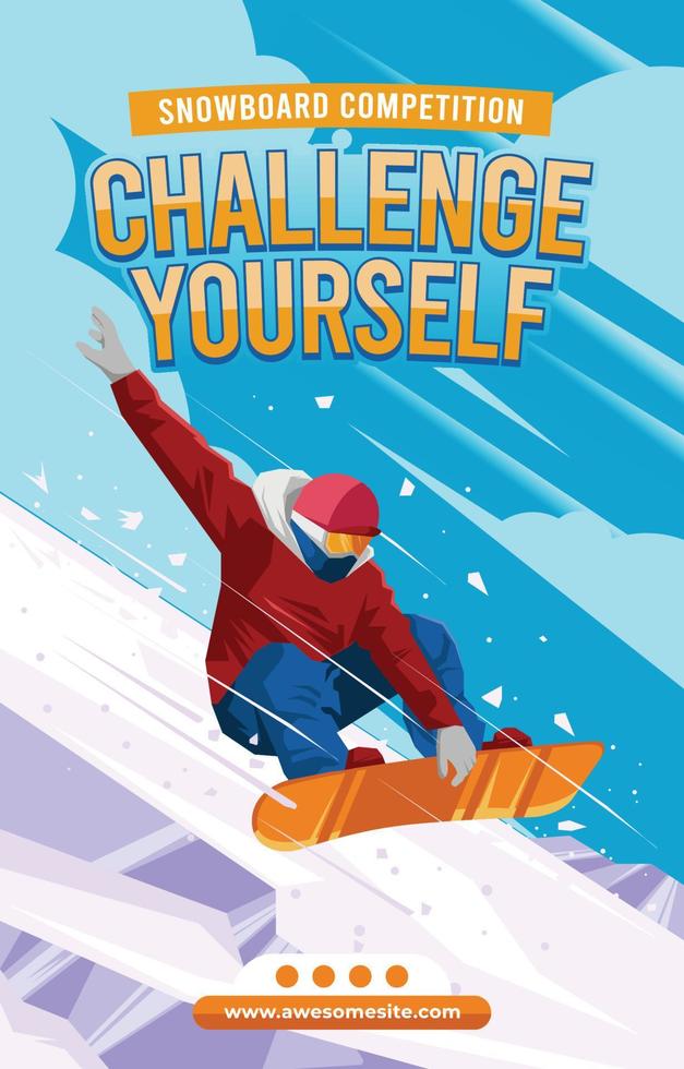 Poster Winter Outdoor Activity with Snowboard vector