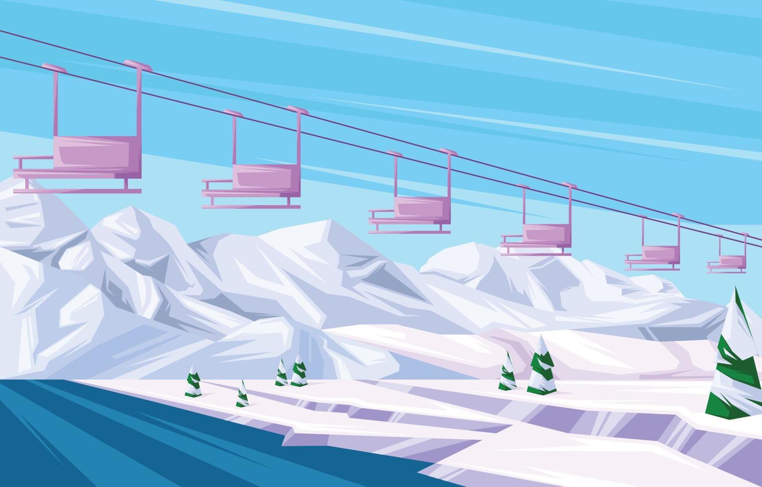 fondo invierno hermoso paisaje con góndola vector