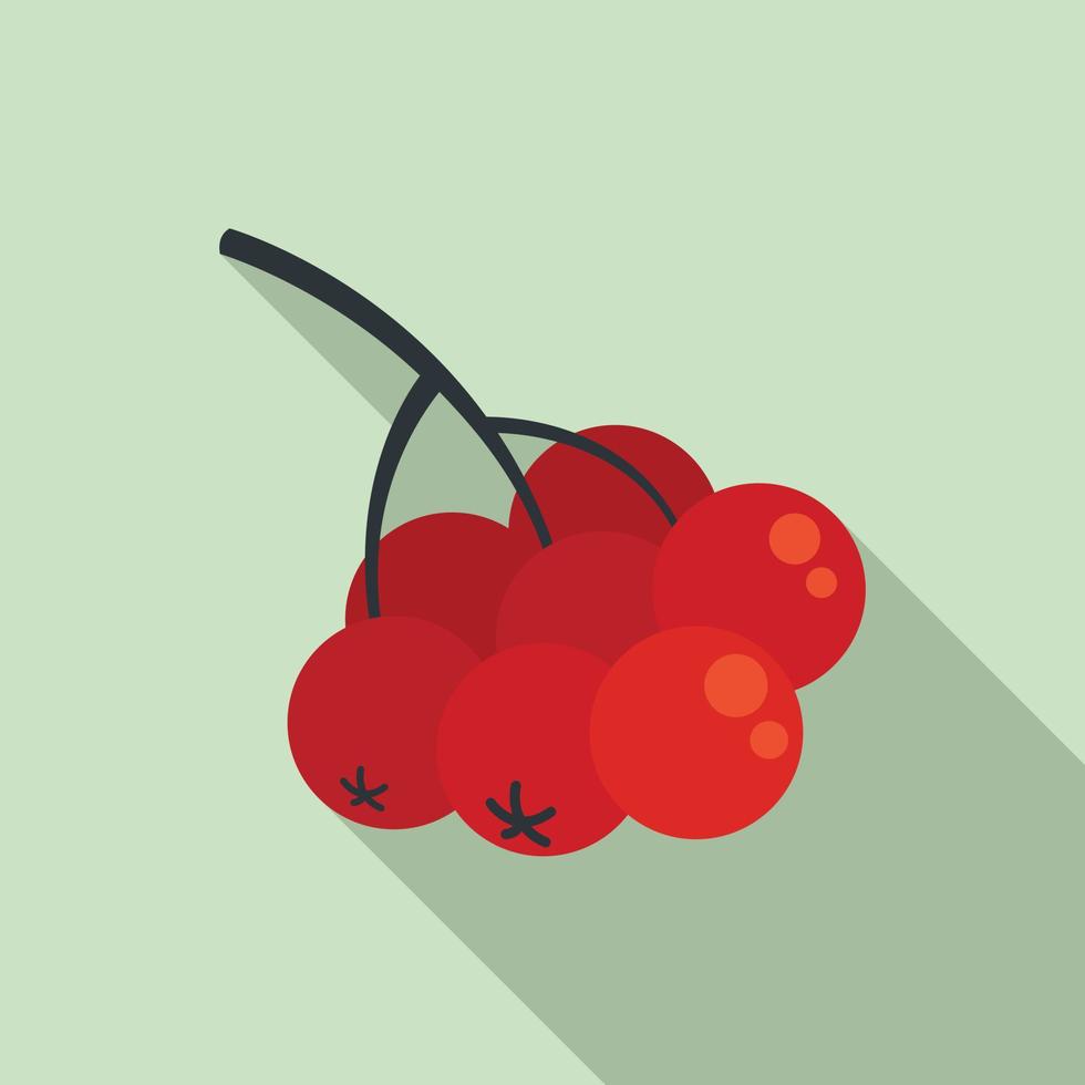 Rowan branch berries icon, flat style vector