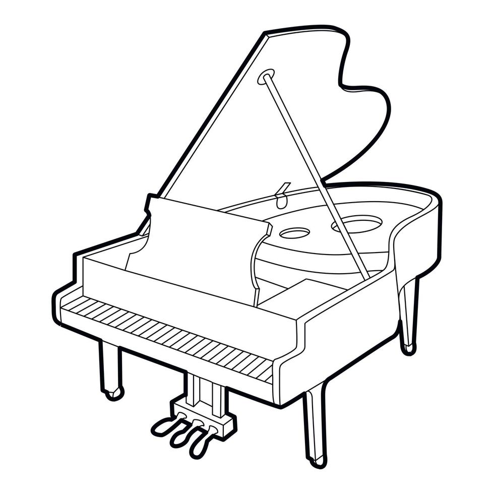 Grand piano icon, outline isometric style vector