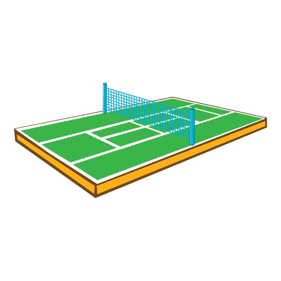 icono de cancha de tenis, estilo de dibujos animados vector