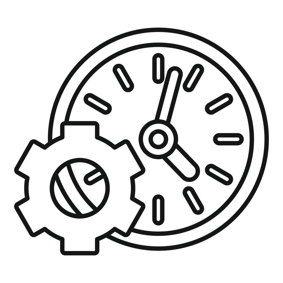 Gear work time icon, outline style vector