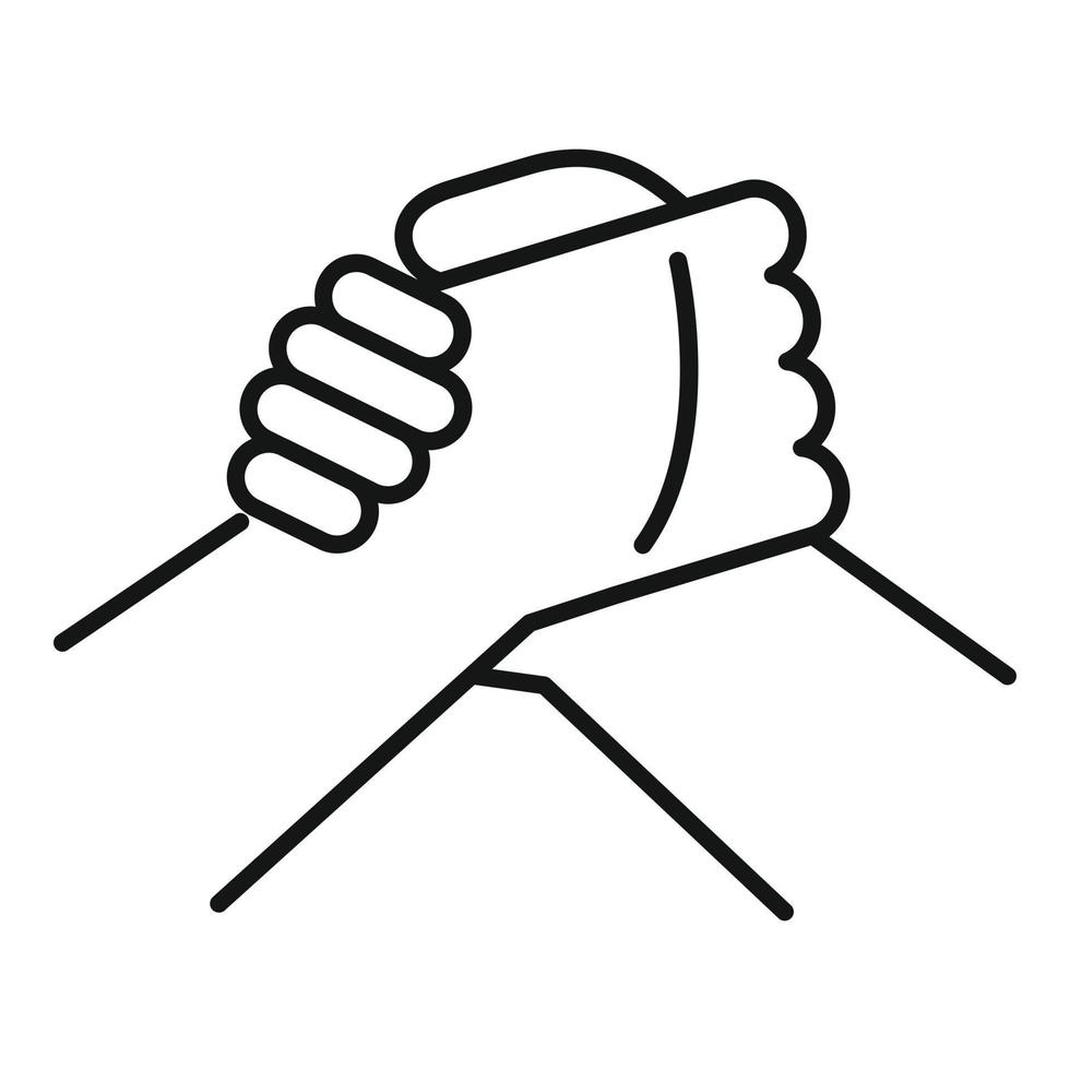 Arm wrestling hands icon, outline style vector