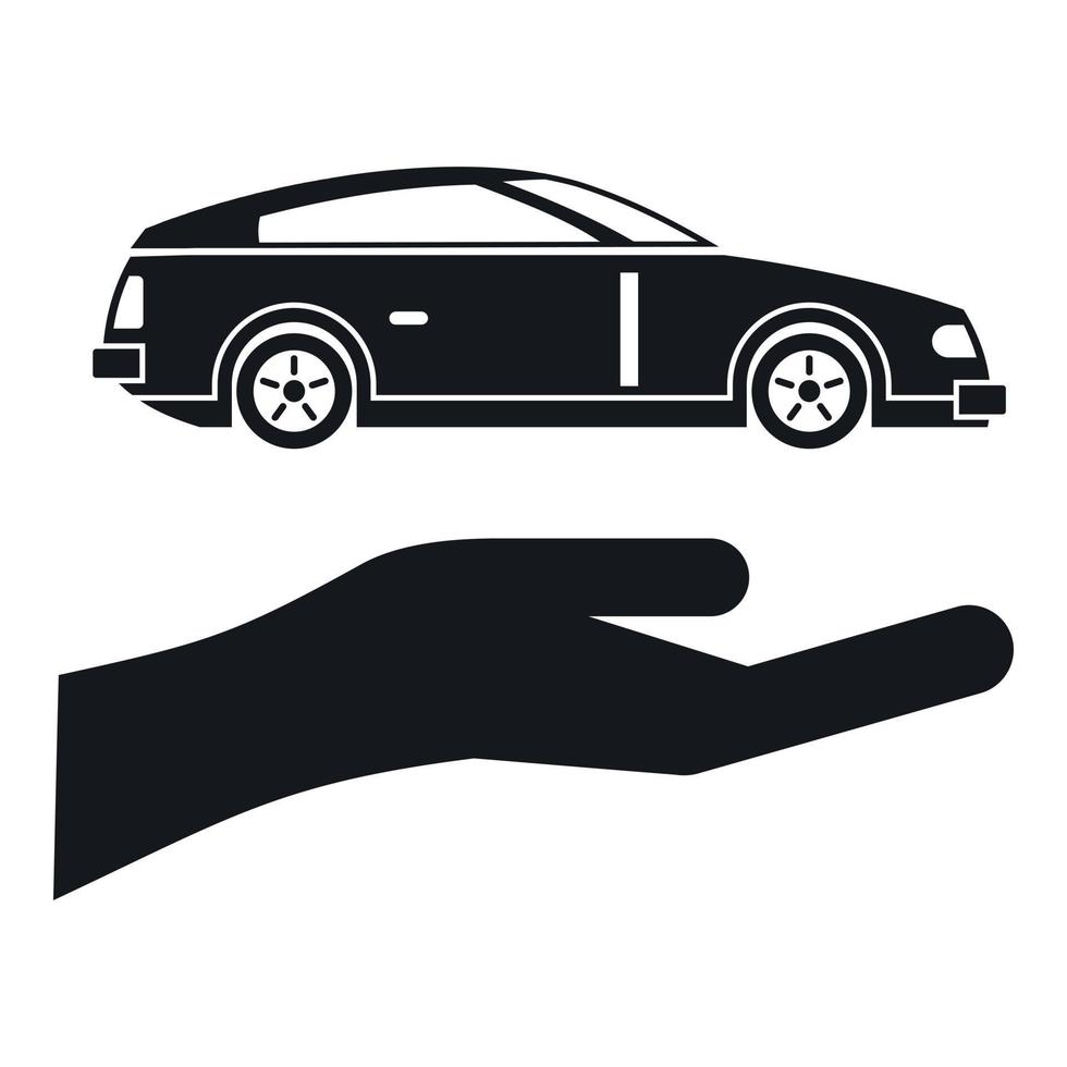 Hand and car icon, simple style vector