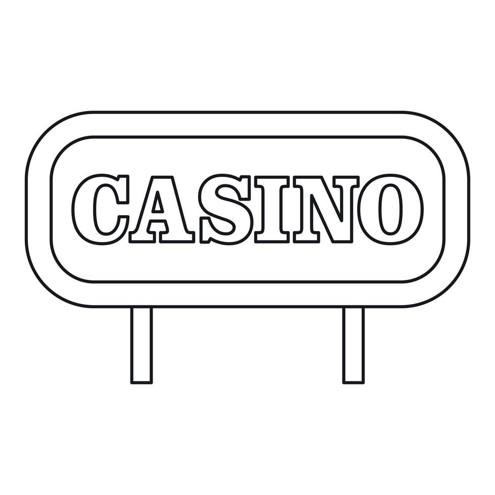 Casino signboard icon, outline style vector