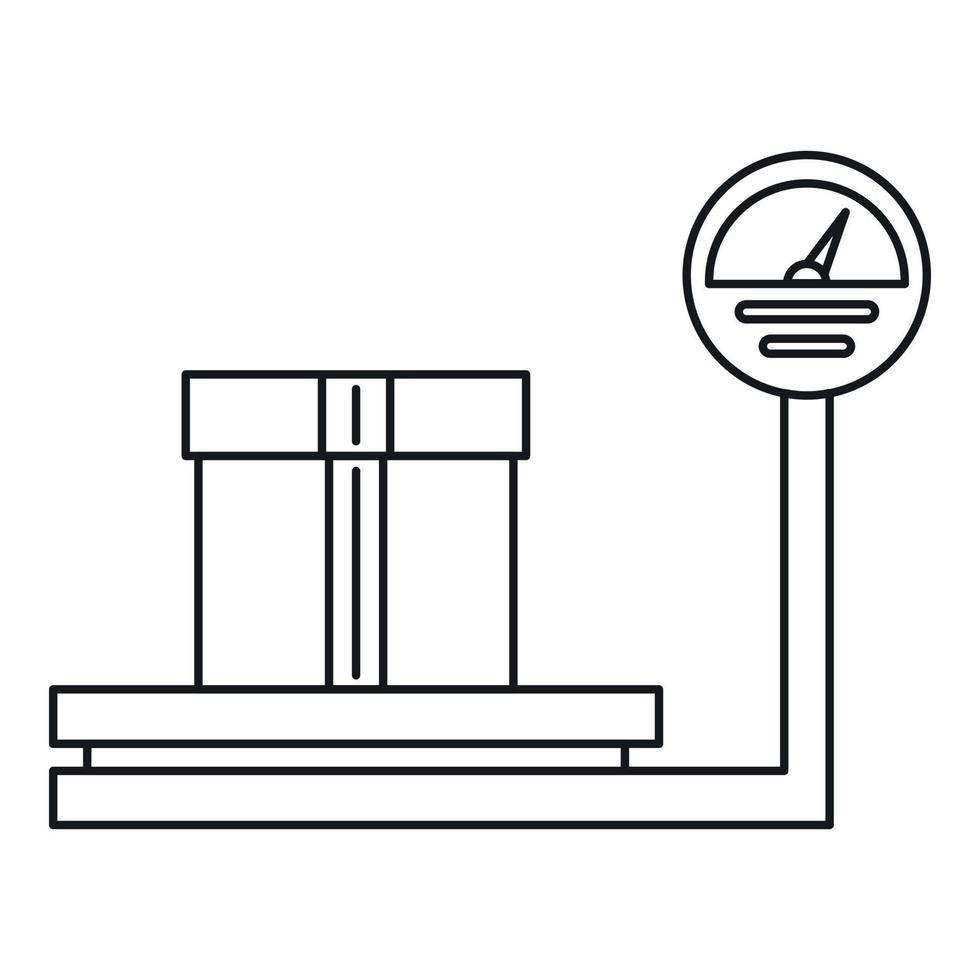 Scales for weighing with box icon, outline style vector