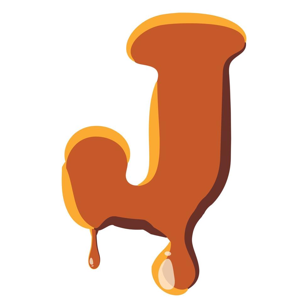 Letter J from caramel icon vector