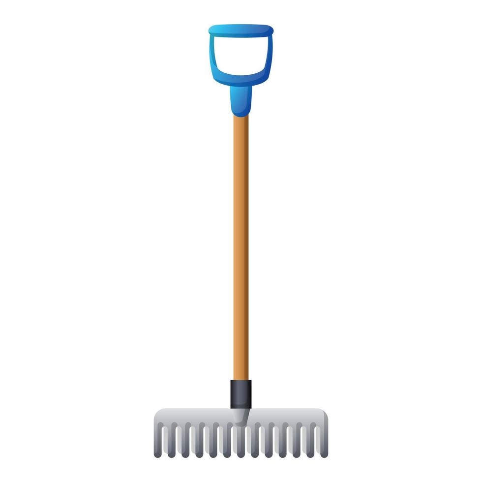 Garden rake icon, cartoon style vector