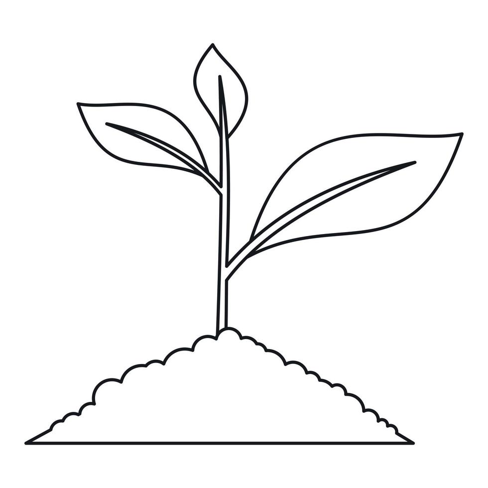 icono de planta joven, estilo de esquema vector