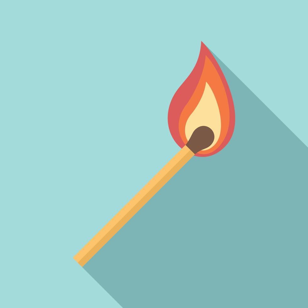 Burning match stick icon, flat style vector