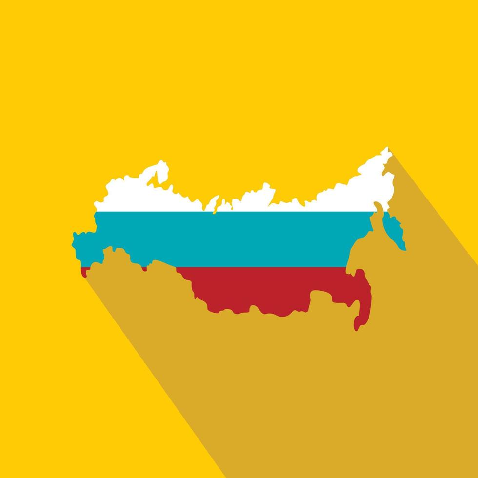 Russia flag map icon, flat style vector