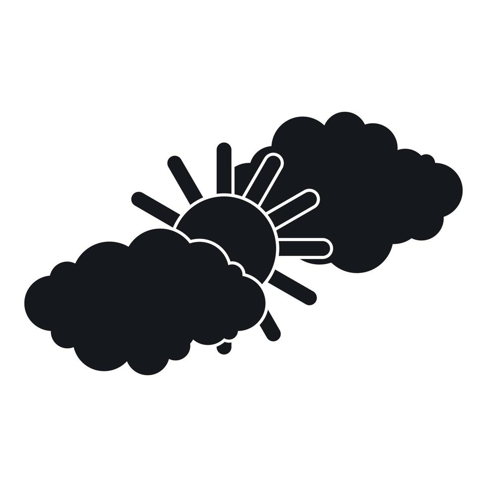 Sun and clouds icon, simple style vector