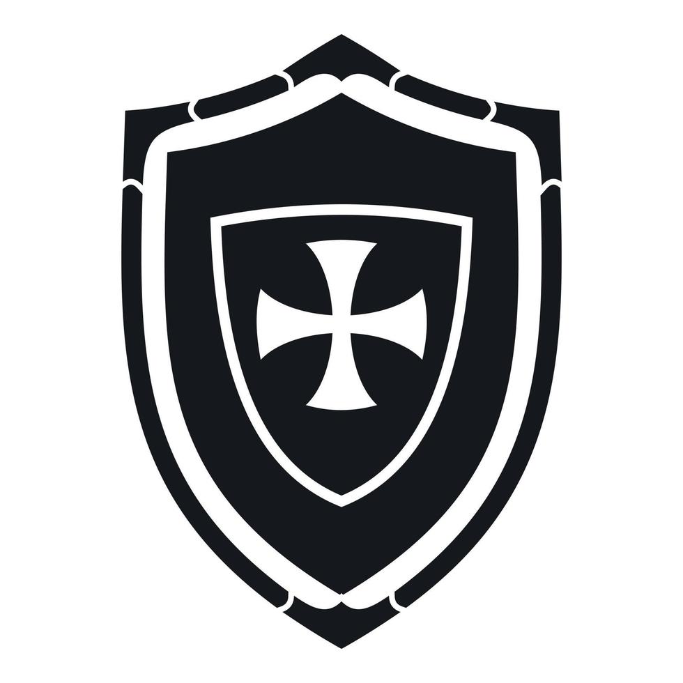Shield with cross icon, simple style vector