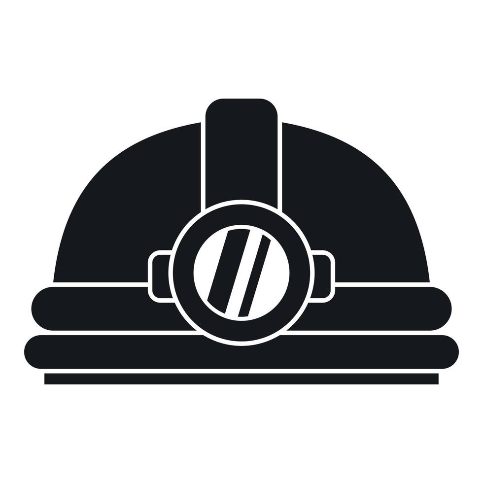 Helmet with light icon, simple style vector