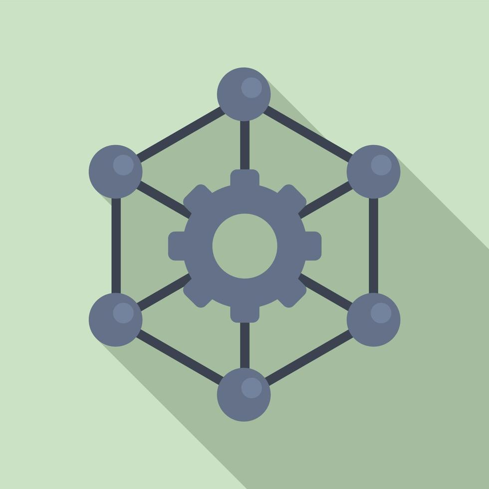 icono de estructura de engranajes de nanotecnología, estilo plano vector