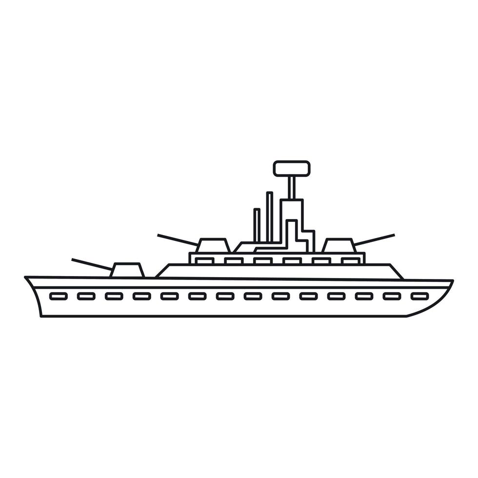 Military warship icon, outline style vector