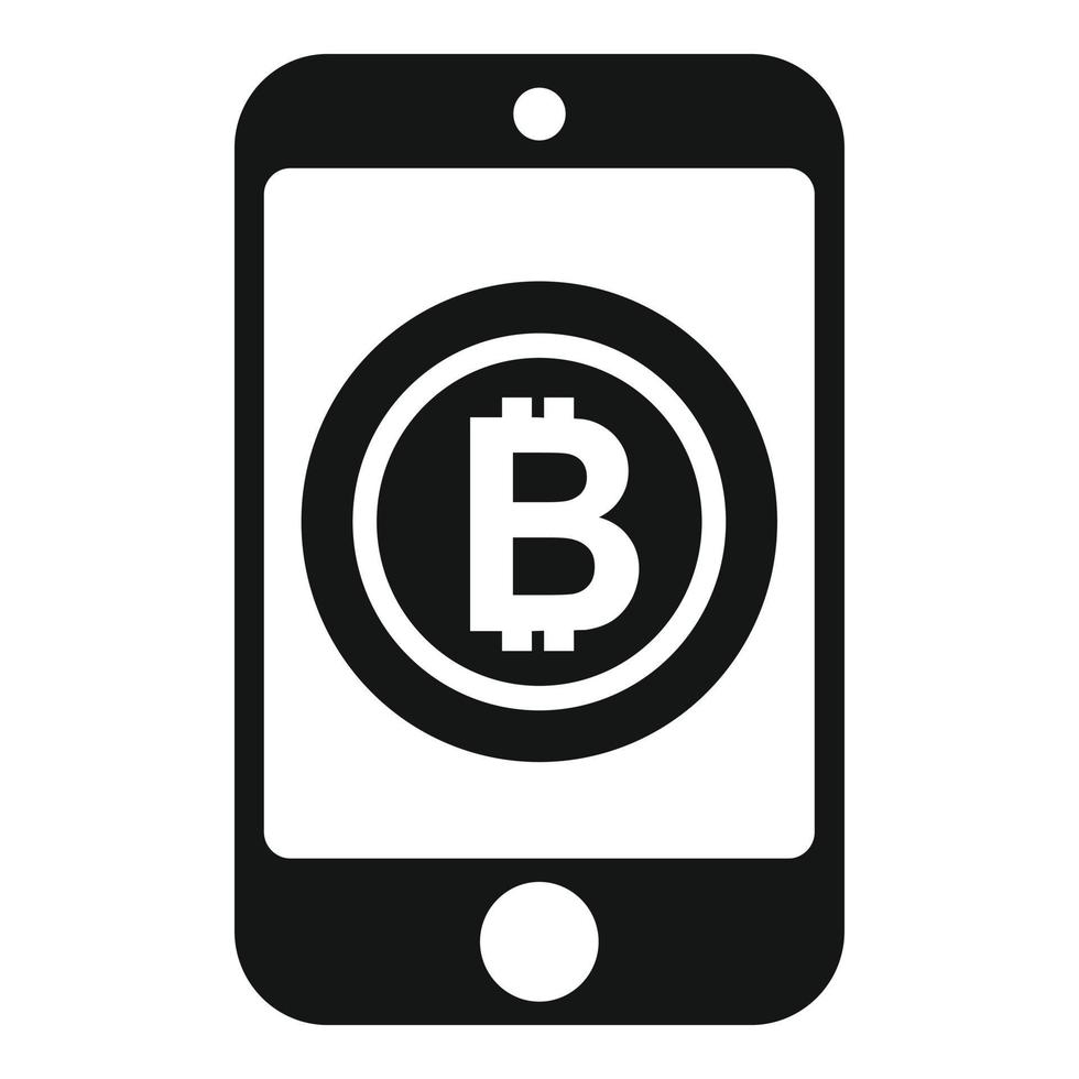 Mobile bitcoin icon simple vector. Digital cryptocurrency vector