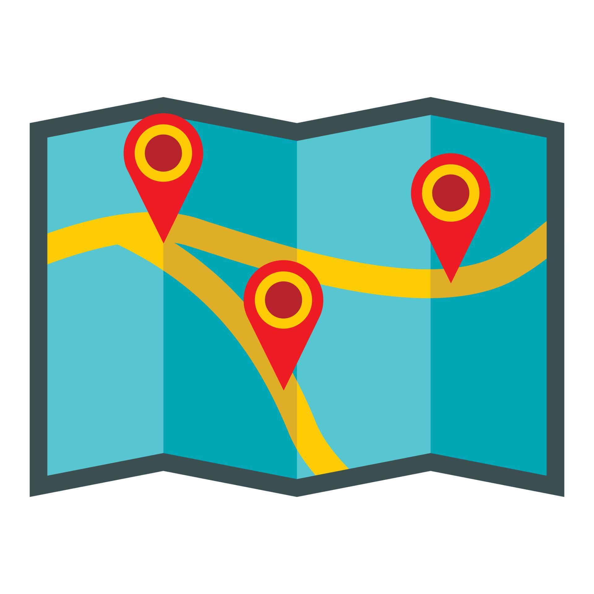 Map with pointer icon, flat style 14693836 Vector Art at Vecteezy