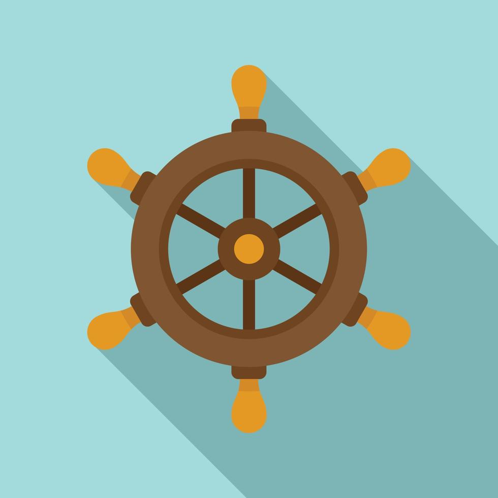 icono de rueda de barco de la marina, estilo plano vector