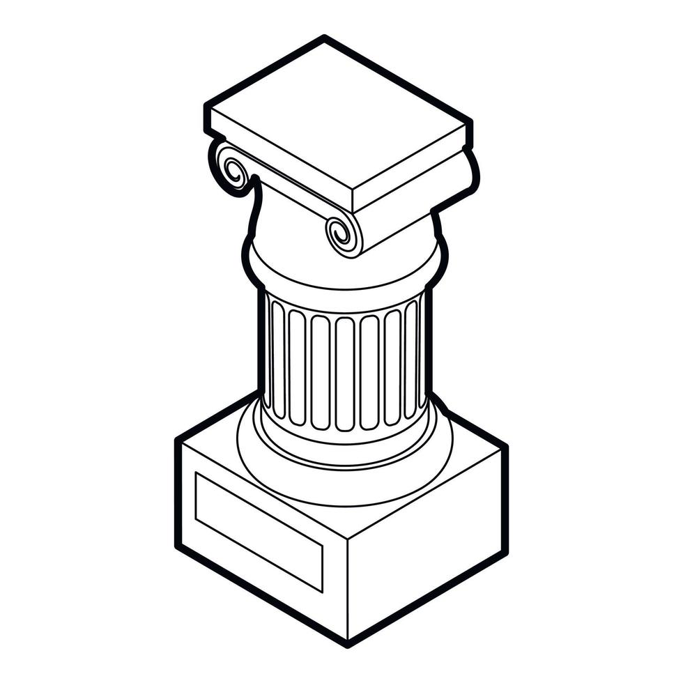 icono de pilar iónico antiguo, estilo de contorno vector