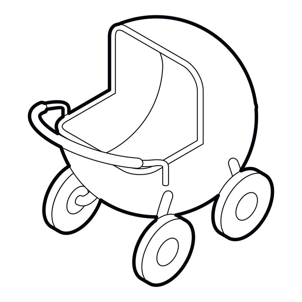 Baby carriage icon, outline style vector