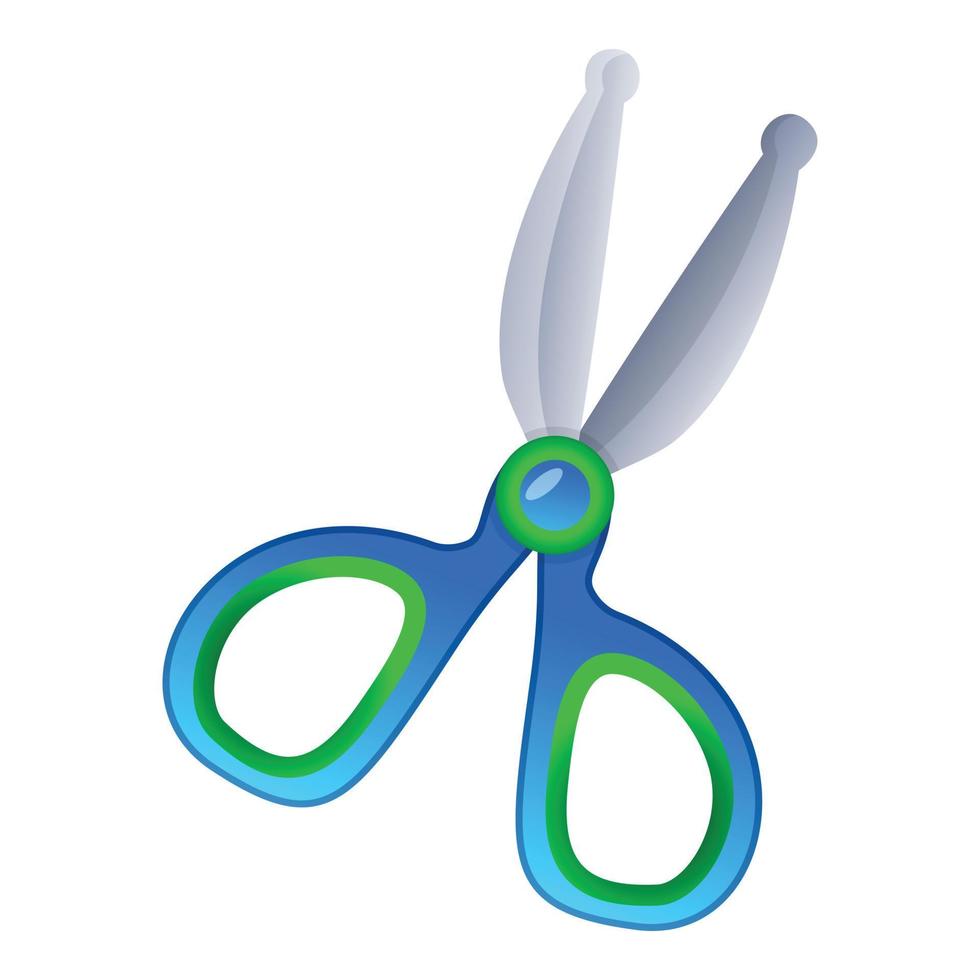 Kid plastic scissors icon, cartoon style vector