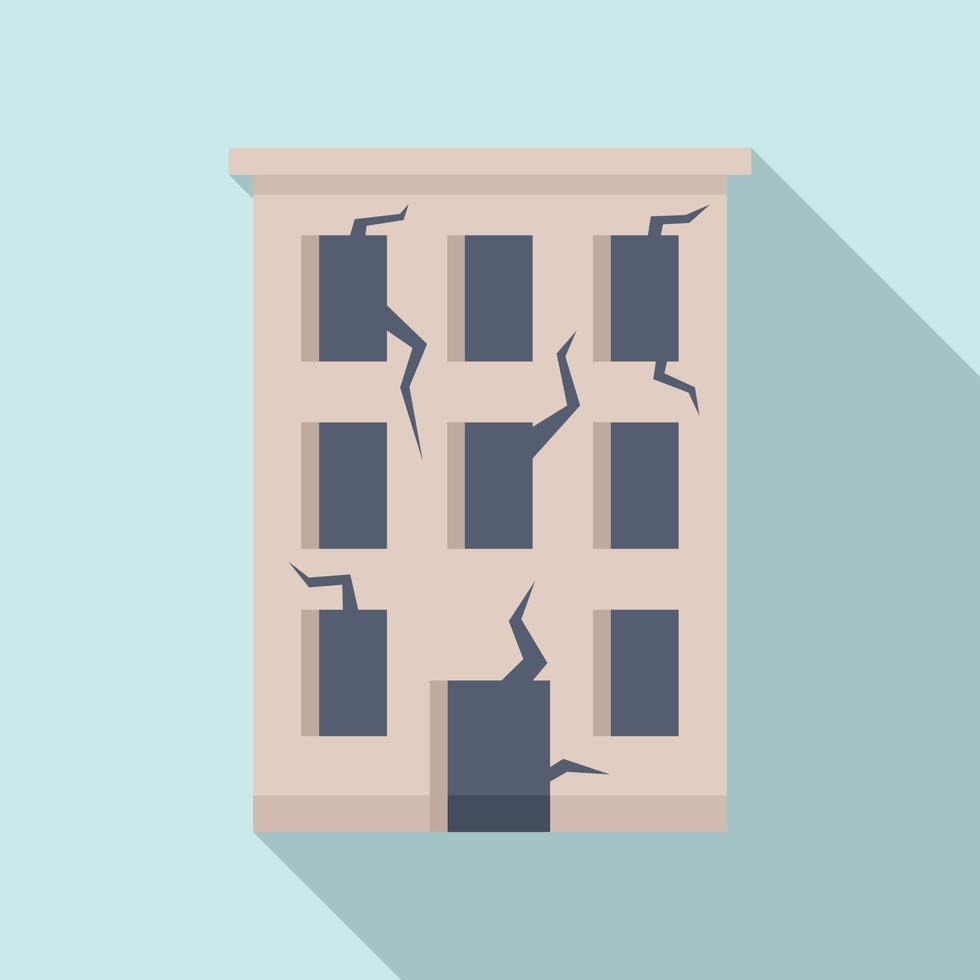 Destroyed building icon, flat style vector