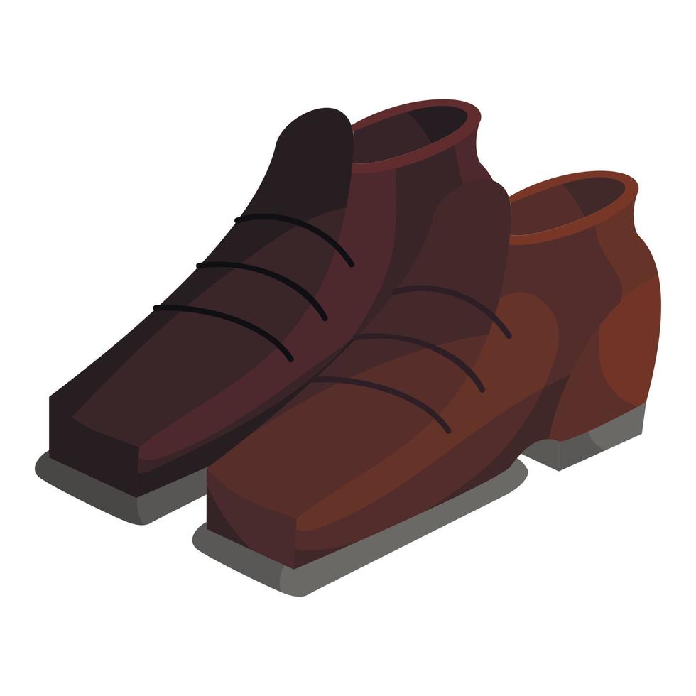 Brown boots icon, cartoon style vector