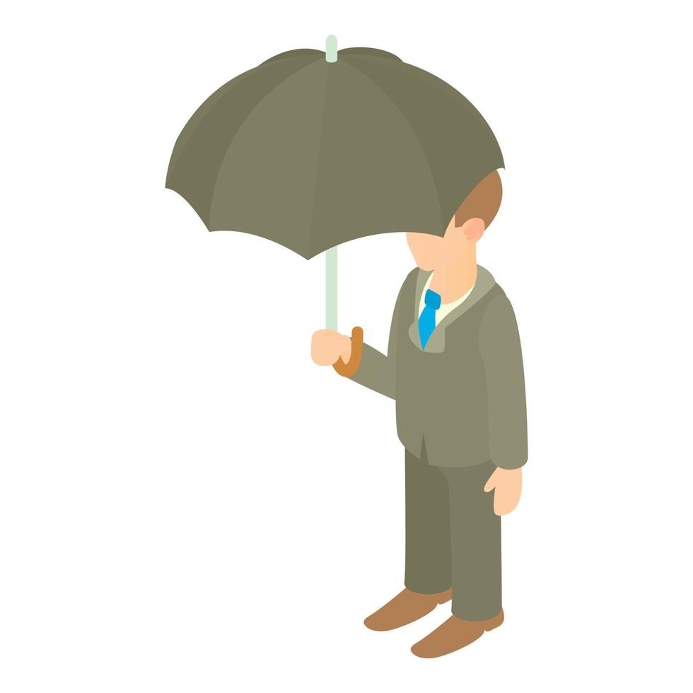 Business man with black umbrella icon vector