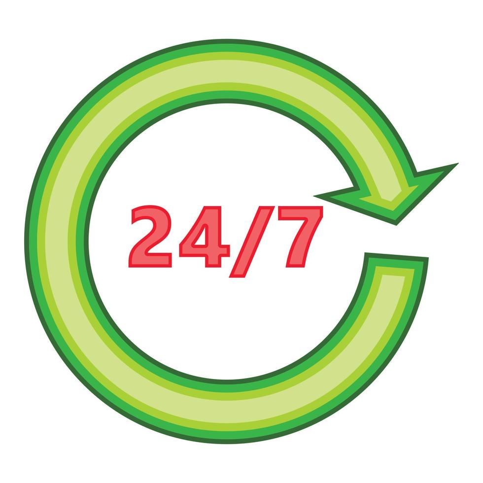 Twenty four seven icon, flat style vector